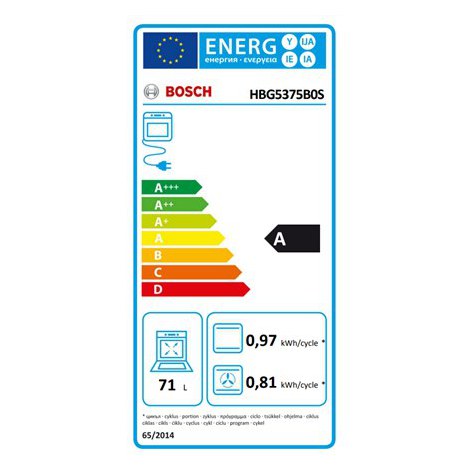 Bosch | HBG5375B0S | Oven | 71 L | Electric | Hydrolytic | Mechanical control | Height 59.5 cm | Width 59.4 cm | Black - 6